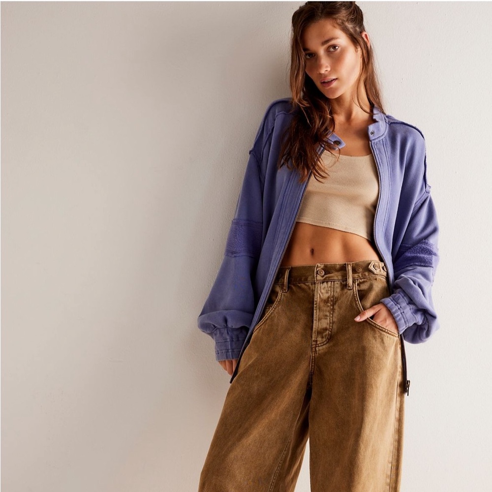 Free People Lou Moto Zip purple jacket